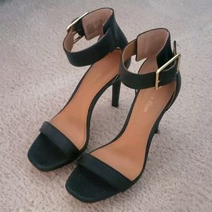 Calvin Kline Leather Ankle Strap Stiletto Sandals